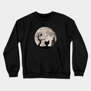 Romantic turkey with bat and owl in the moonlight full moon Crewneck Sweatshirt